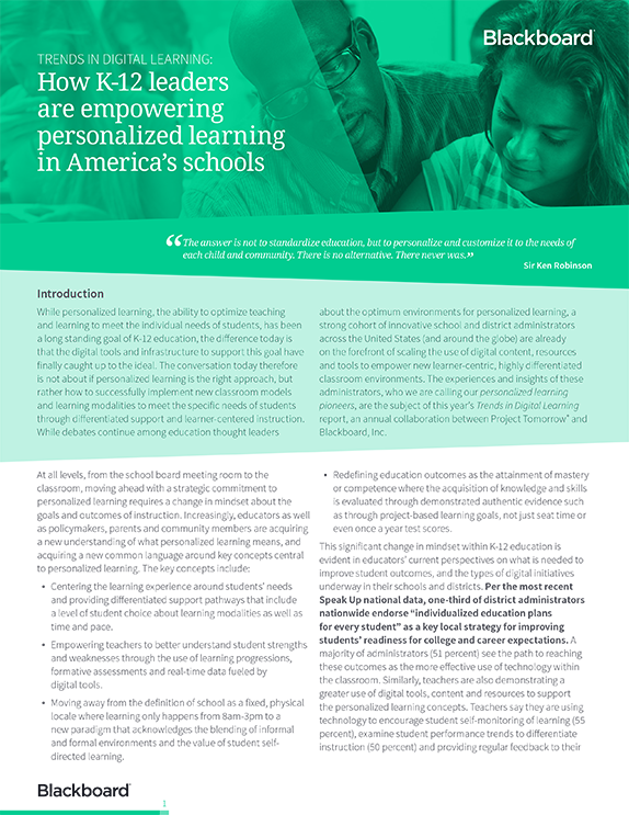 Trends in digital learning: How K-12 leaders are empowering personalized learning in America's schools PDF